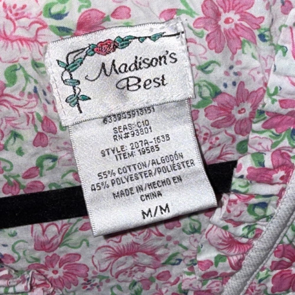 Madison's Best Pink Floral House Dress Snap Front Duster Pockets Medium - Picture 3 of 6